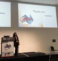 PhD student, Ruwini Rupasinghe, presenting her research at the 2024 ISVEE conference.